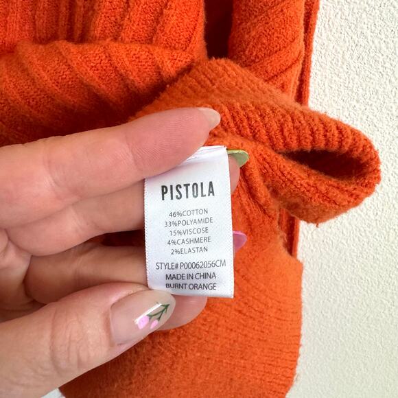 Pistola Orange Textured Slouchy Polo Sweater Women's Medium NWOT - Picture 4 of 6